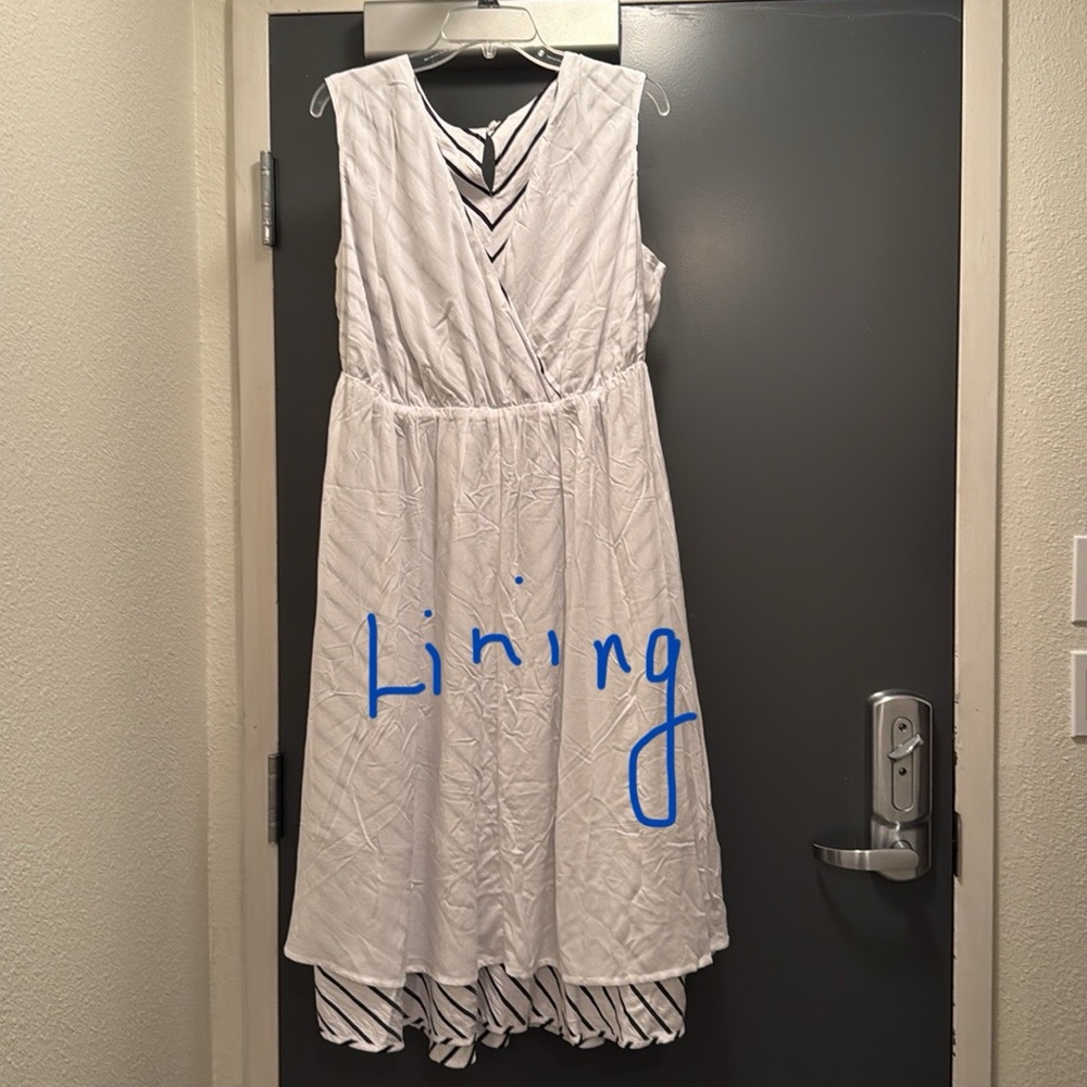J Jill A-Line Striped Sleeveless Midi Dress with rope tie belt, XL 16 18 Petite - Picture 11 of 11